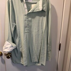 Elegant Mint Button-Down Shirt for Women